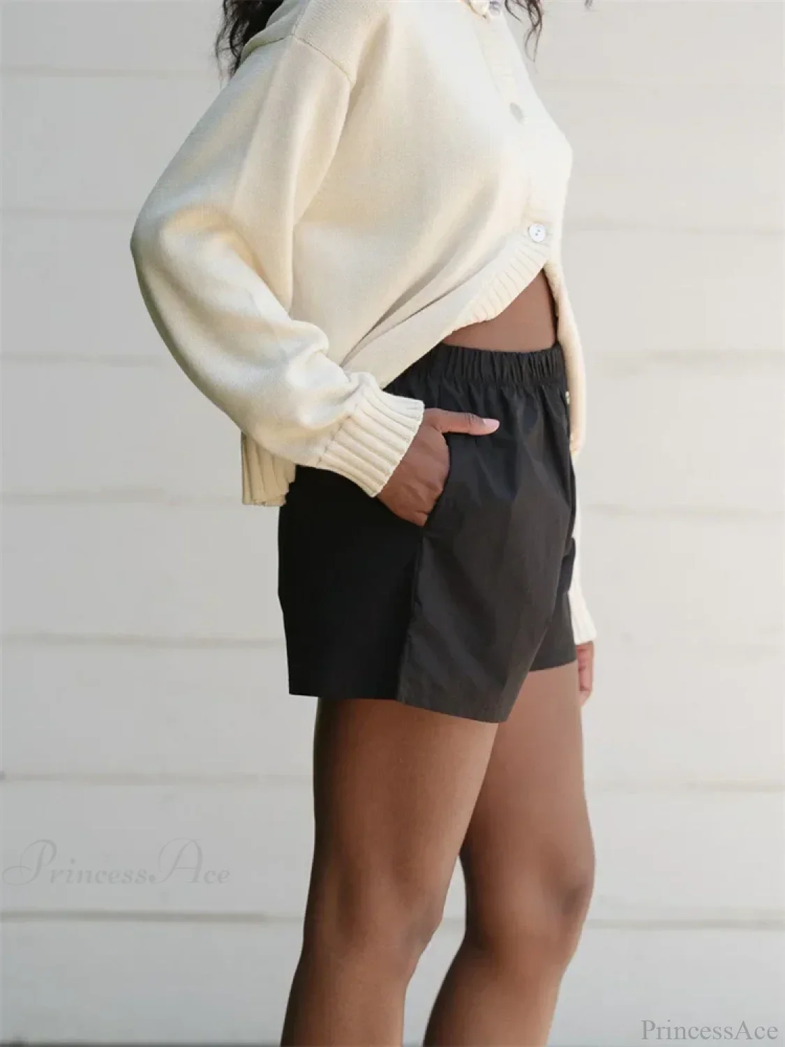 Striped Button High Waist Short - Image 4