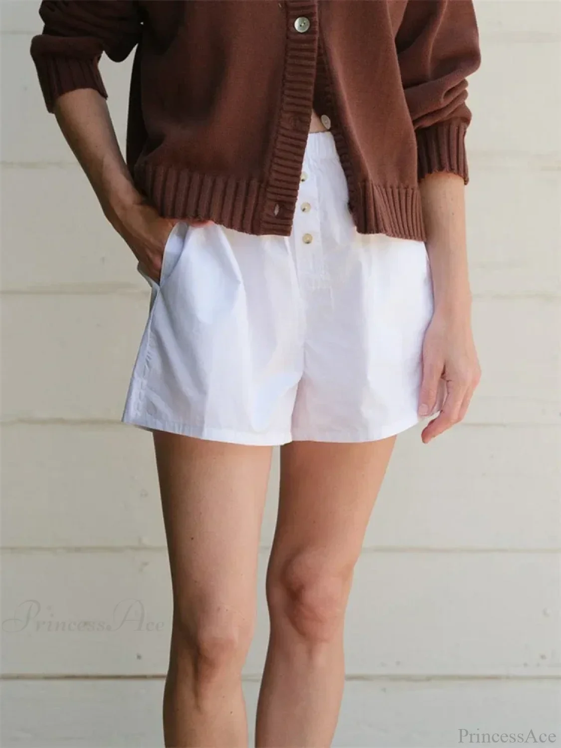 Striped Button High Waist Short - Image 5