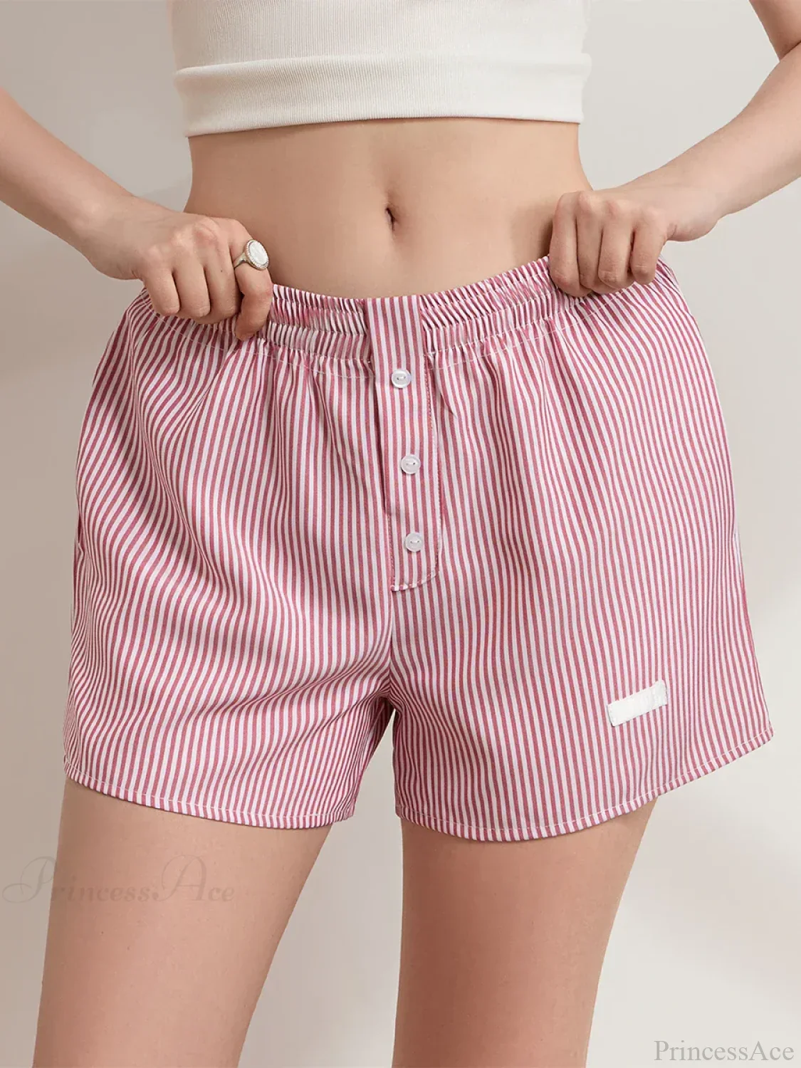 Striped Button Wide Leg Lounge Short