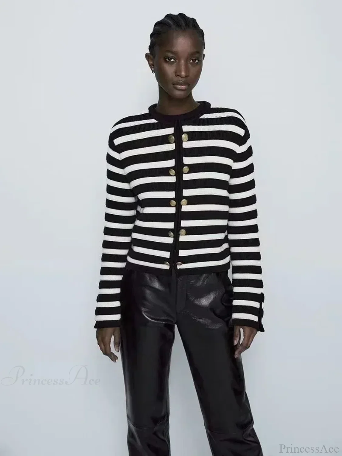 Striped Casual Classic Knit Cardigan - Image 2