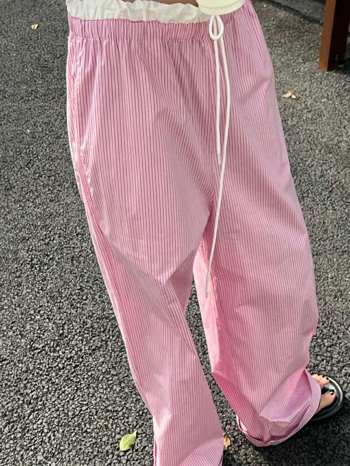 Striped Casual Ruched Vintage Sweet Straight Pant - Image 5