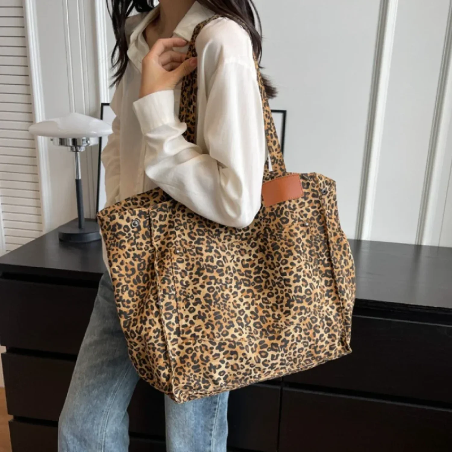 Striped Corduroy Canvas Crossbody Shoulder Bag