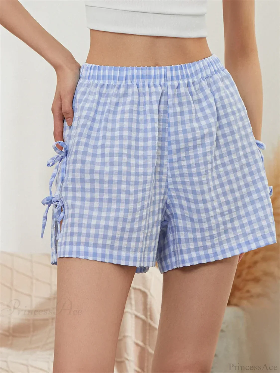 Striped Cutout Tie-Up Bow Short - Image 4