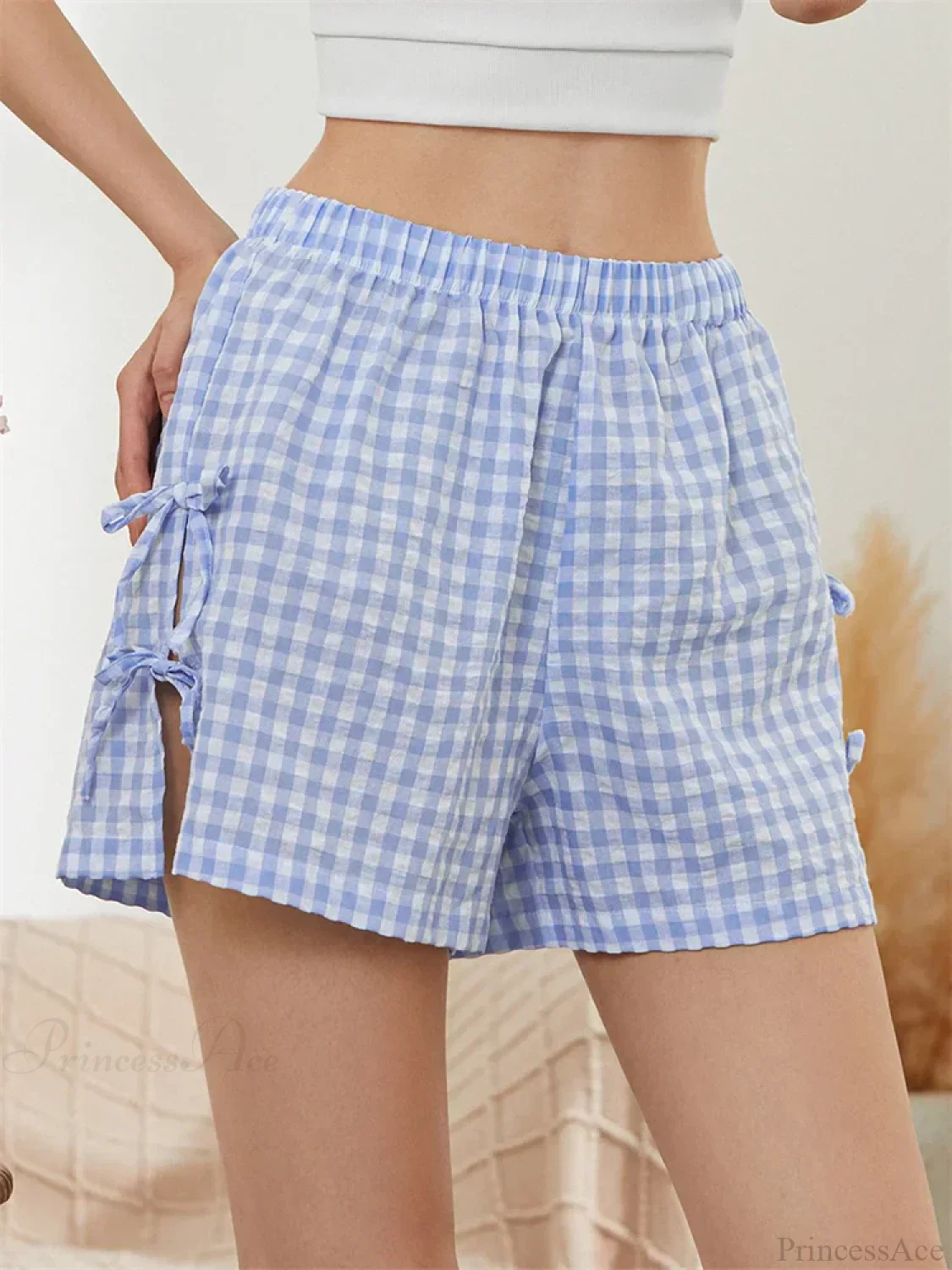 Striped Cutout Tie-Up Bow Short - Image 5