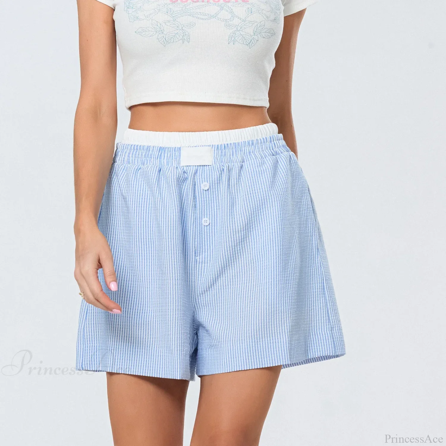 Striped Double-Layered Pajama Short - Image 6