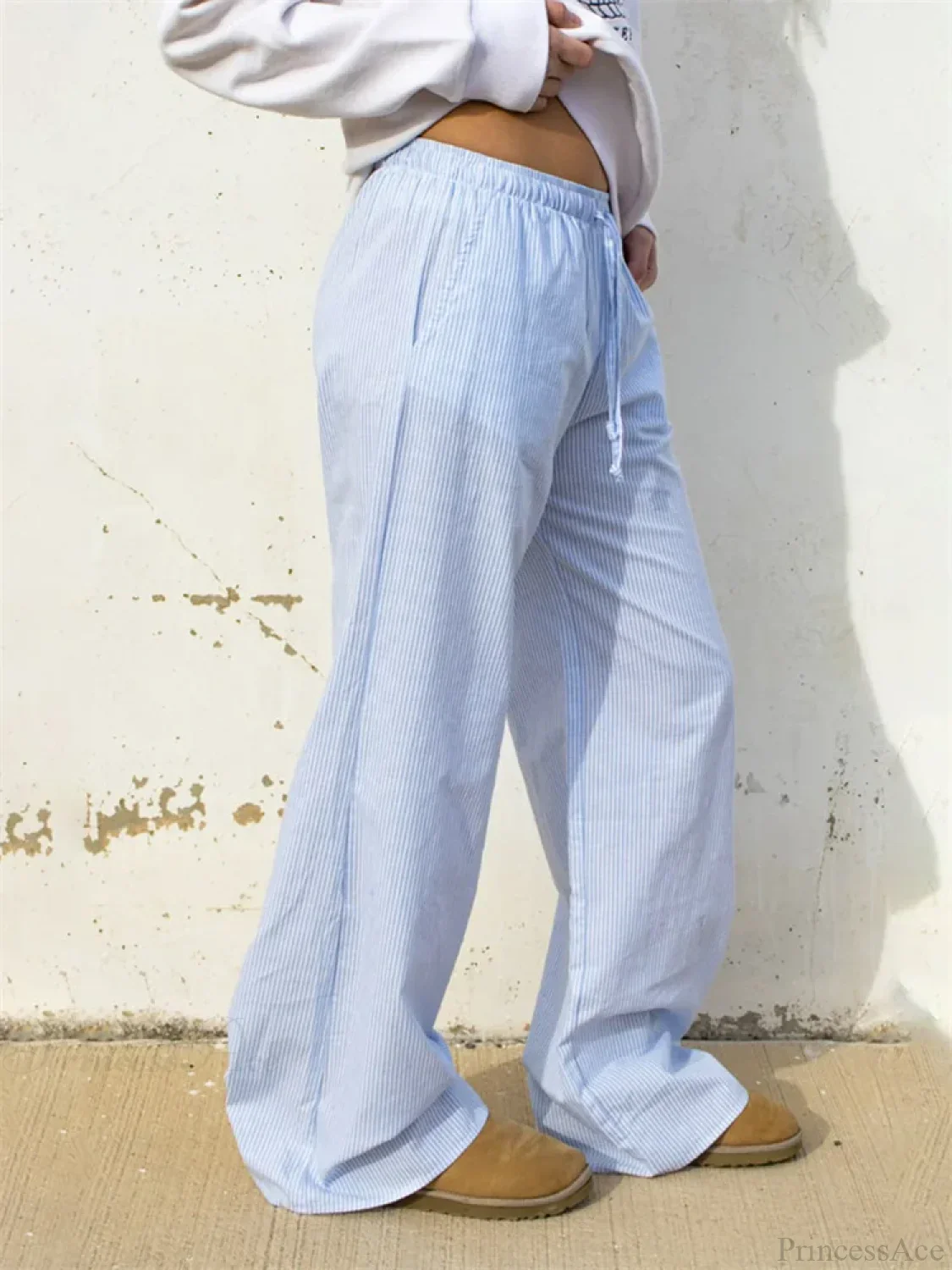 Striped Drawstring Loose Straight Summer Pant - Image 4