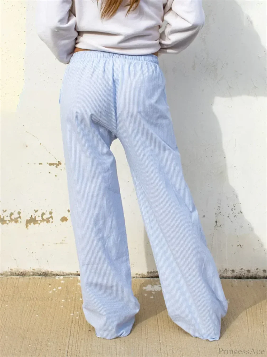 Striped Drawstring Loose Straight Summer Pant - Image 5