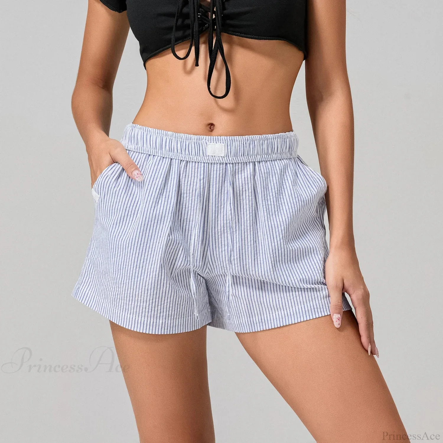 Striped Drawstring Wide Leg Short - Image 5