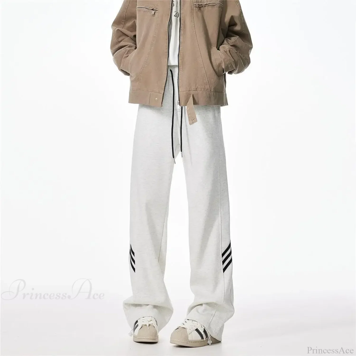 Striped Fleece Motion Loose Pants - Image 5