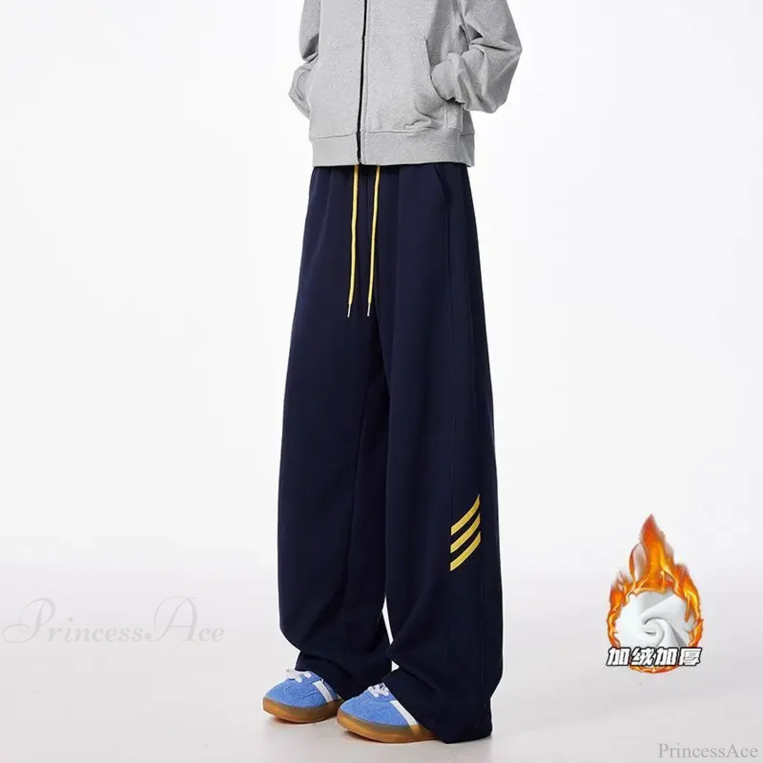 Striped Fleece Motion Loose Pants - Image 7