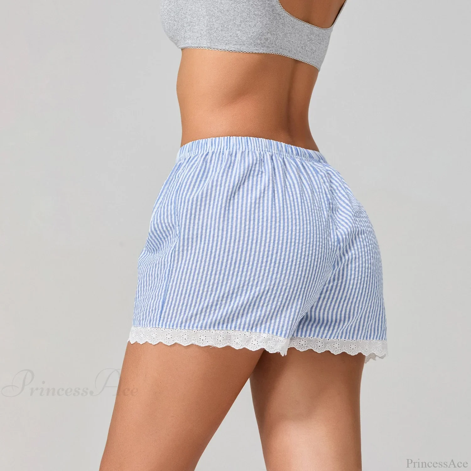 Striped Lace Trim Wide Leg Short - Image 4