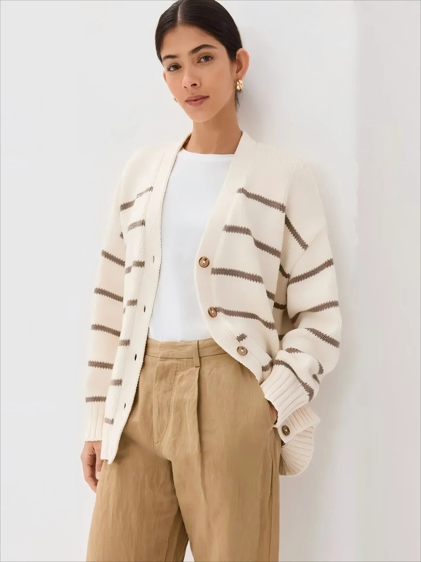 Striped Loose Knit Cardigan - Image 5