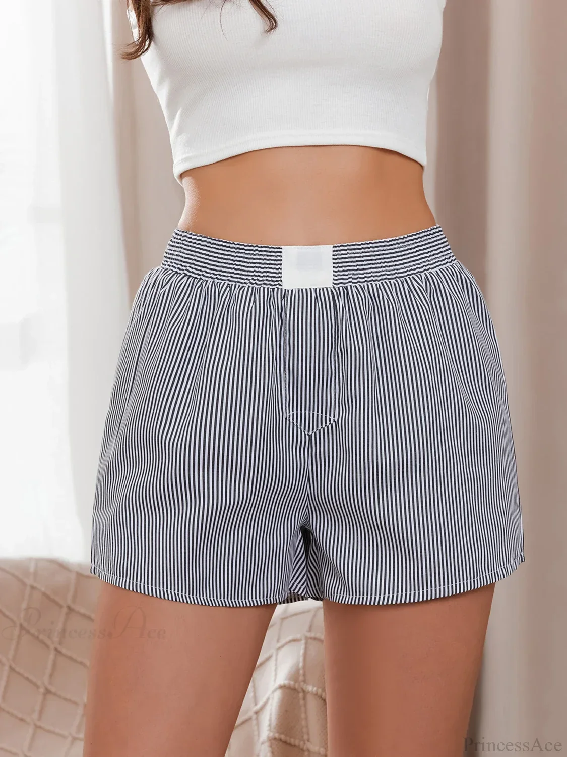 Striped Loose Wide Leg Lounge Short - Image 7