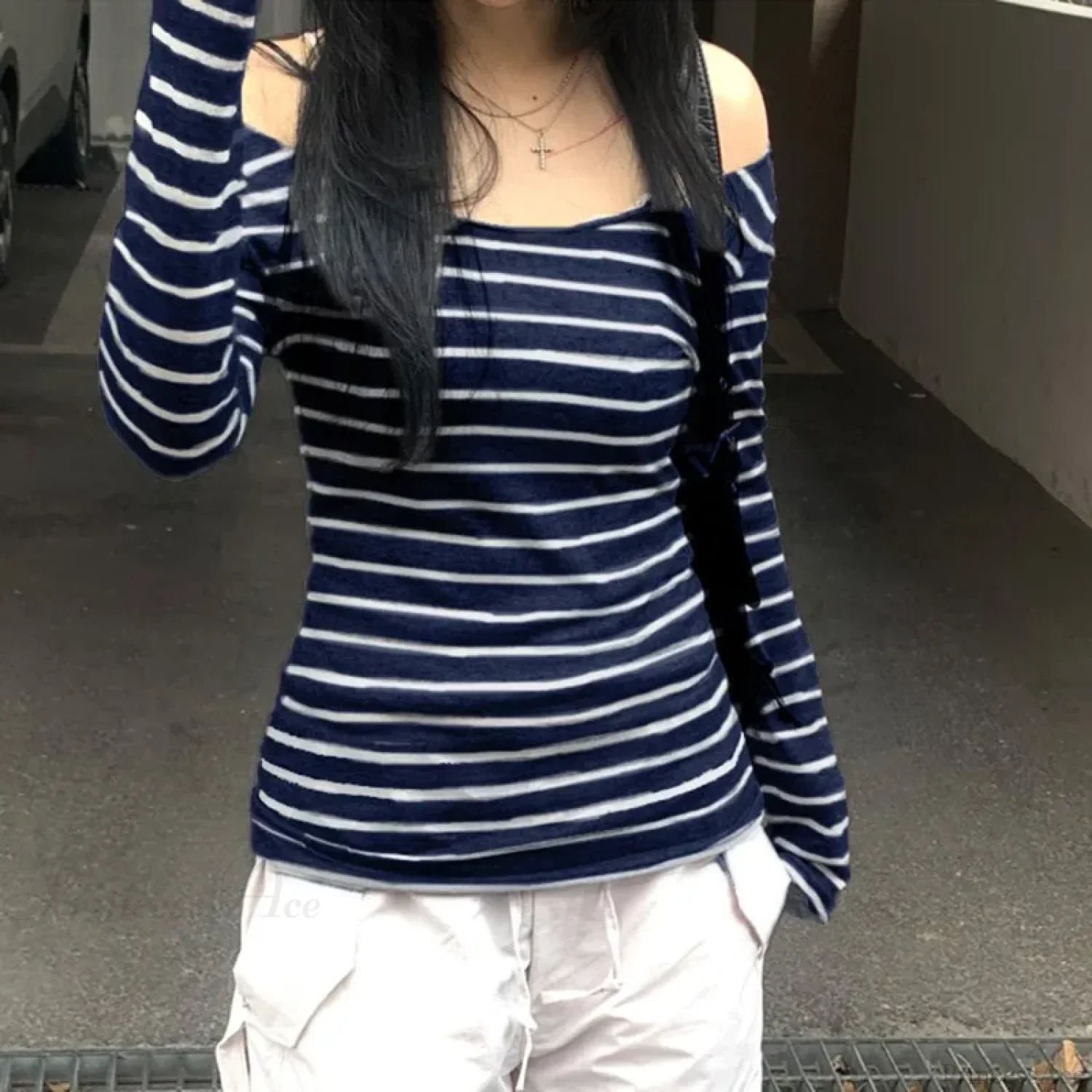 Striped O-neck Knit Top - Image 4