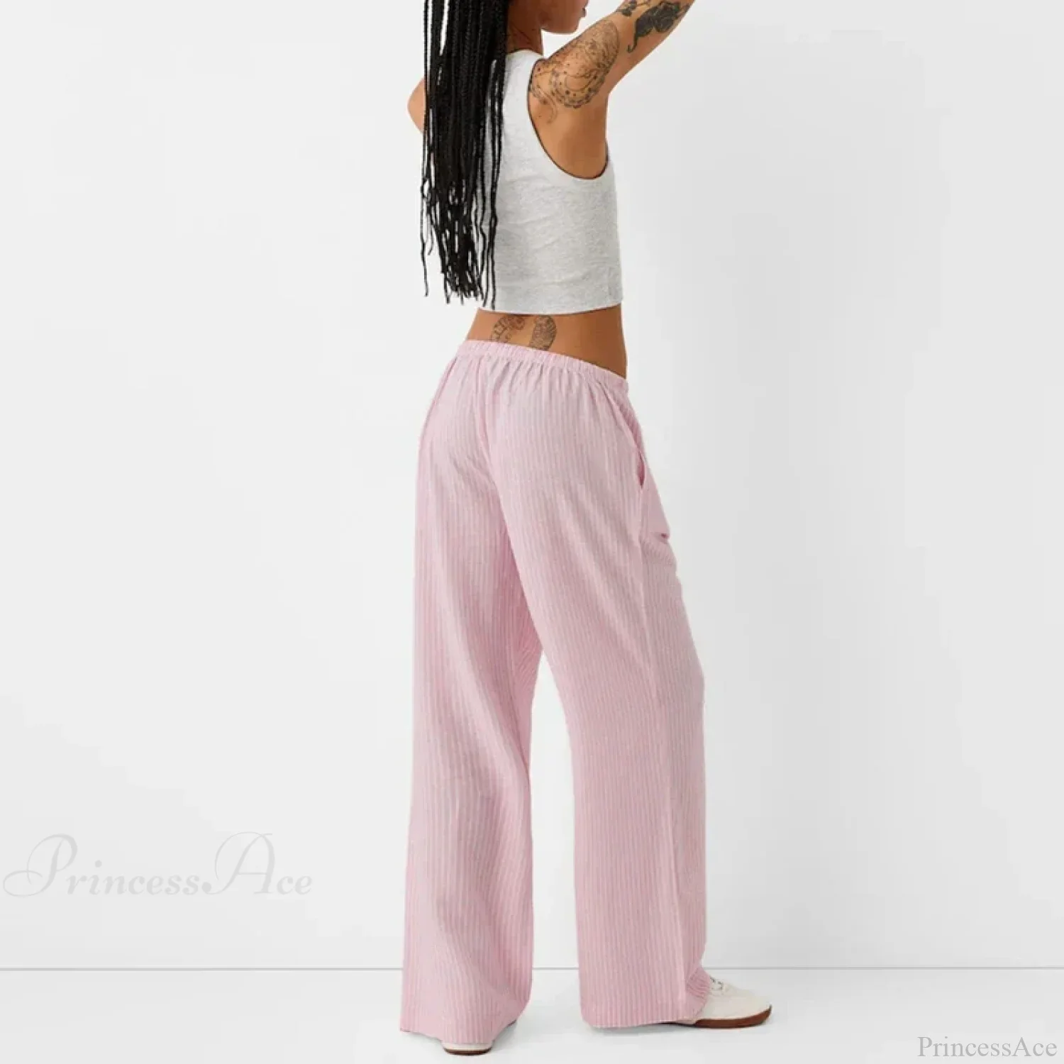 Striped Pajama Casual Elastic Waist Pant - Image 3