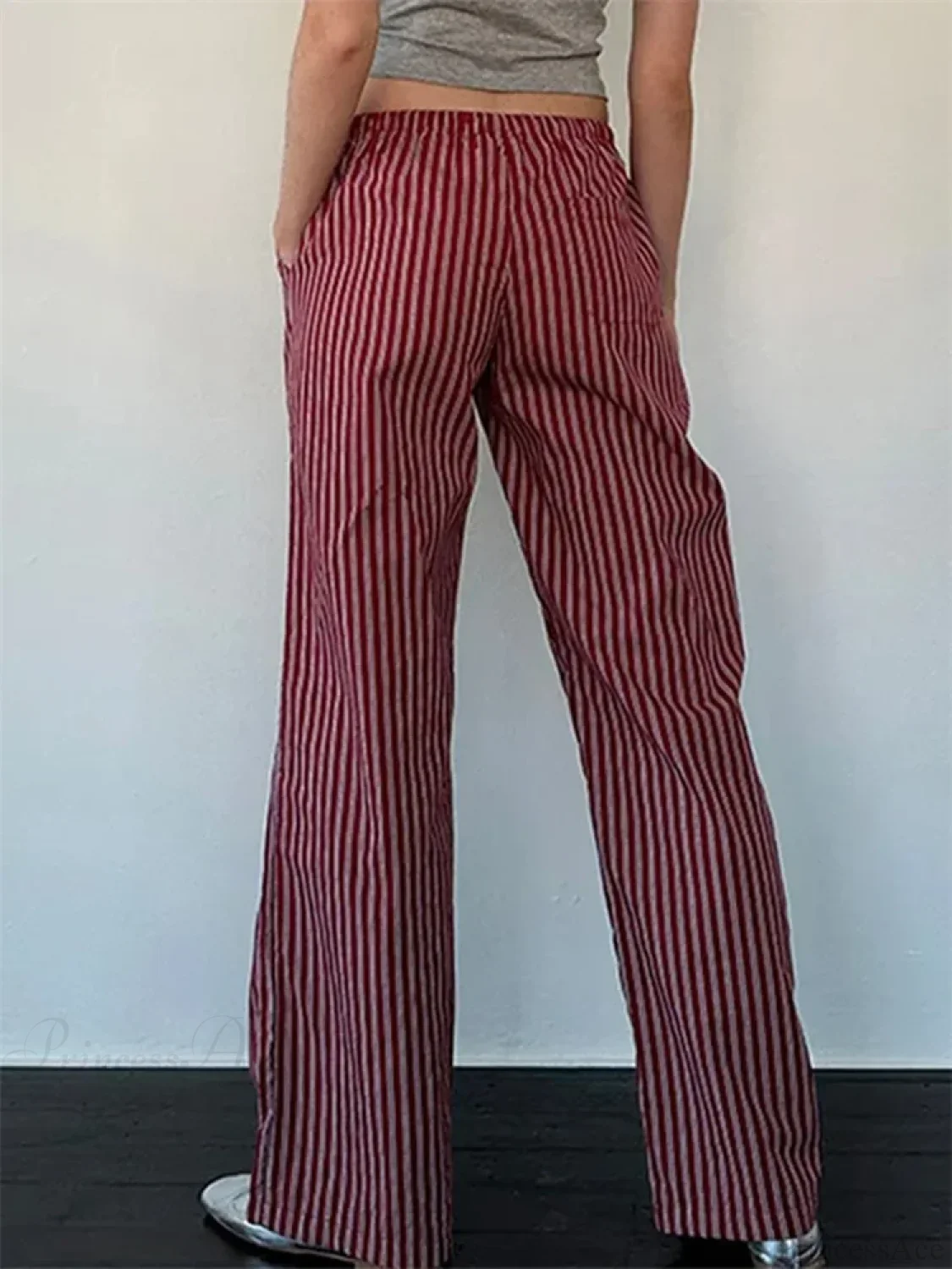 Striped Patchwork Drawstring Elastic Waist Pant - Image 2