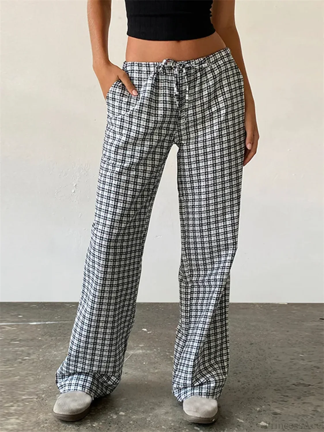 Striped Patchwork Drawstring Elastic Waist Pant - Image 3