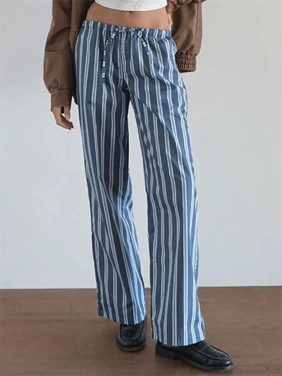 Striped Patchwork Drawstring Elastic Waist Pant - Image 5