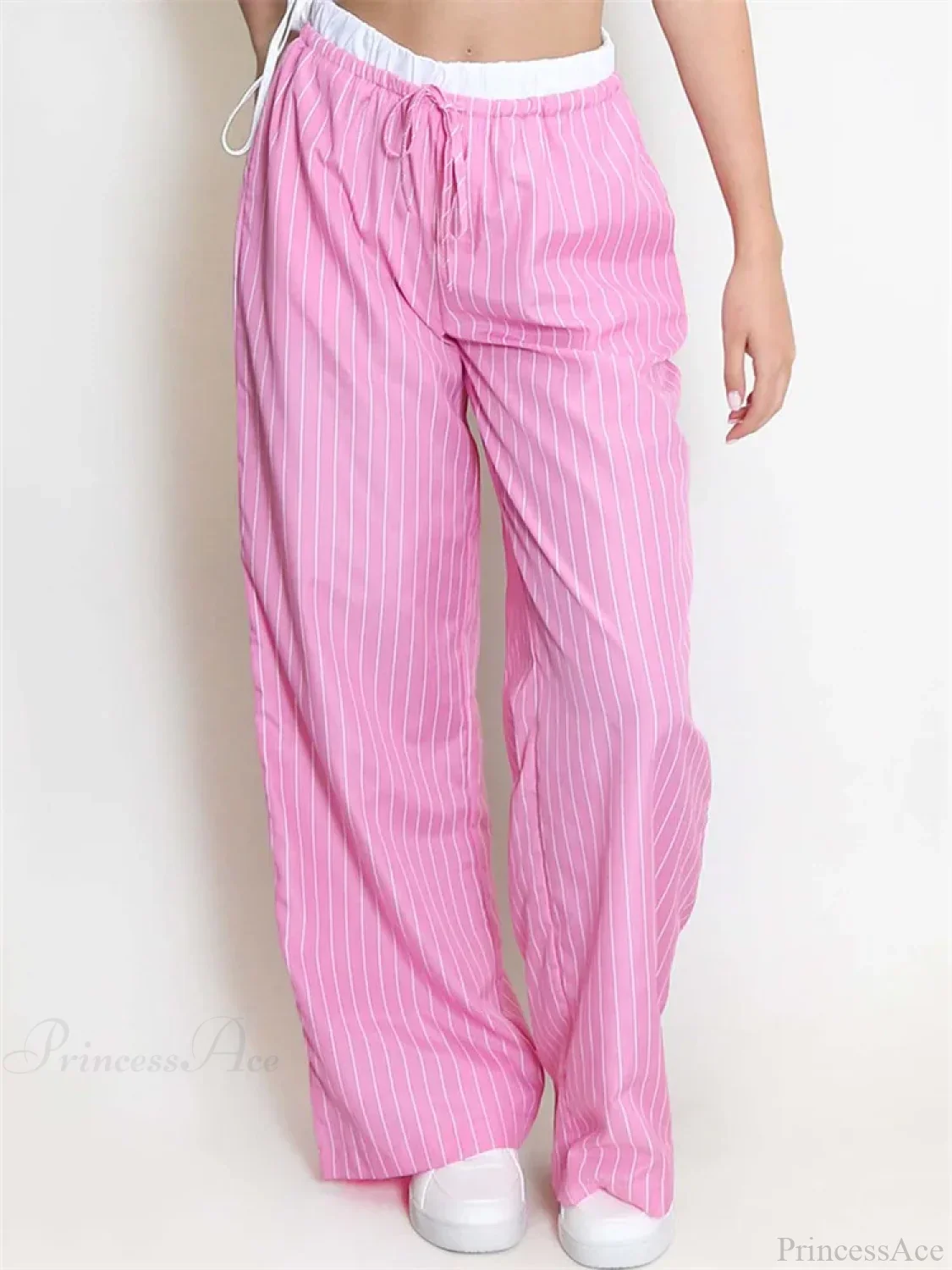Striped Patchwork Drawstring High Waist Pant - Image 2