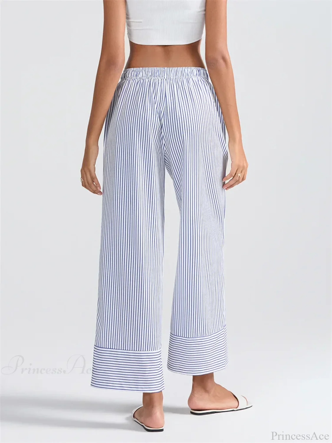 Striped Print High Waist Wide Leg Pocket Pant - Image 4