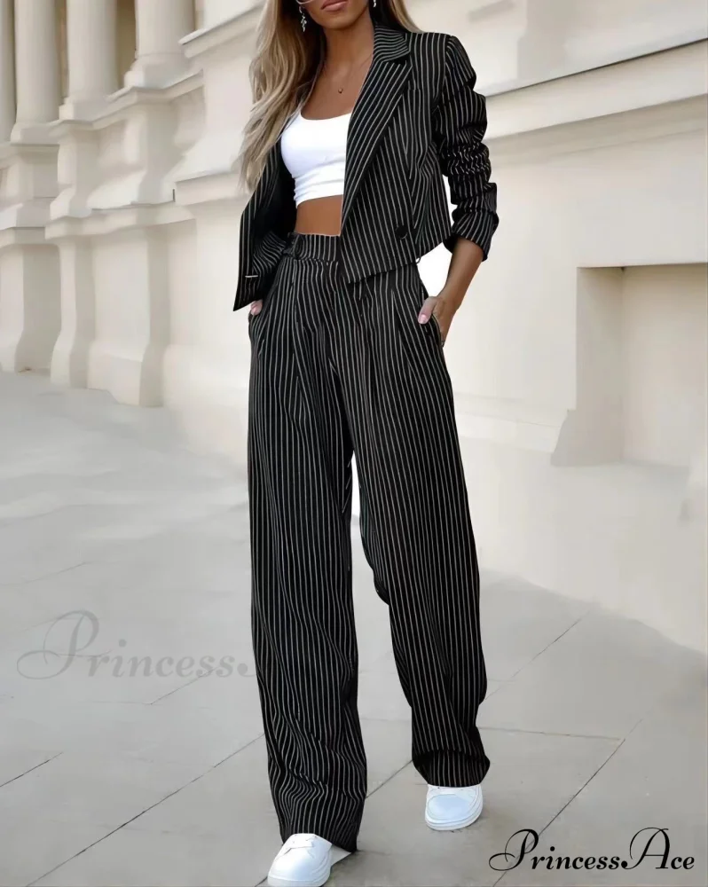 Short Blazer Straight-Leg Pants Suit - Image 4
