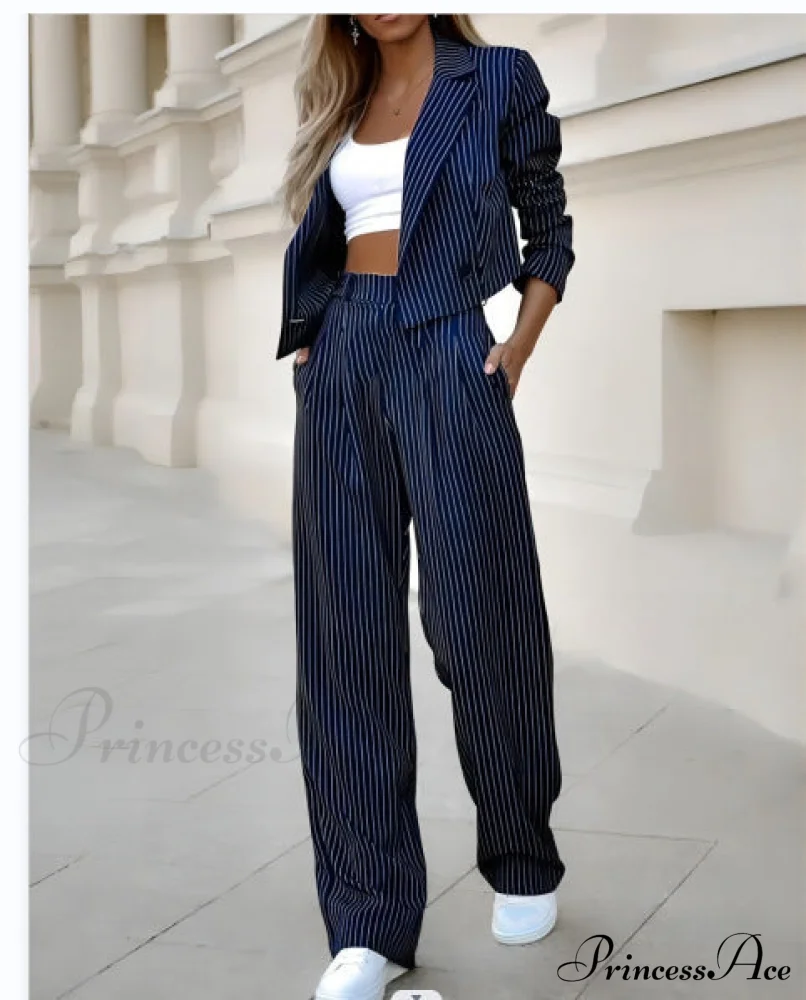 Short Blazer Straight-Leg Pants Suit - Image 5