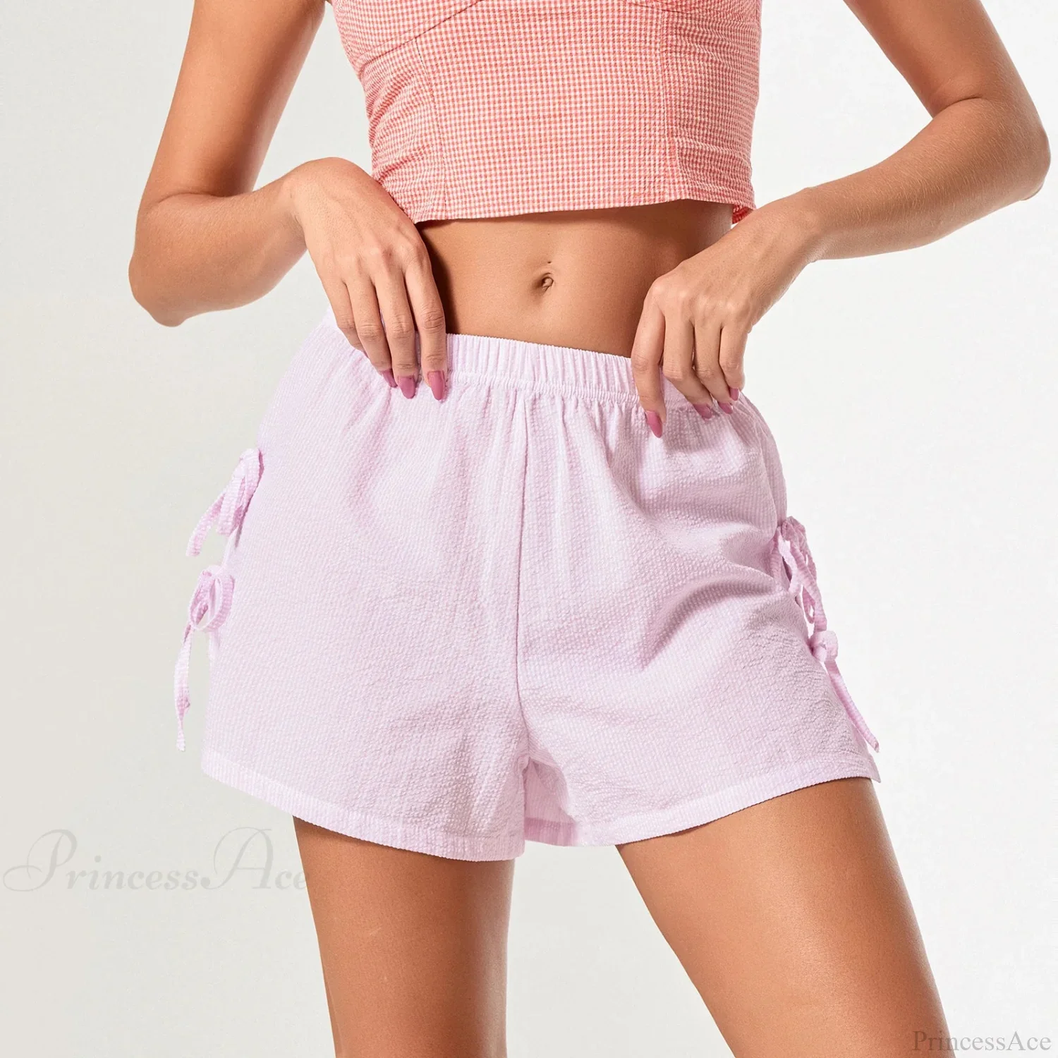 Striped Side Slit Bow Short - Image 5