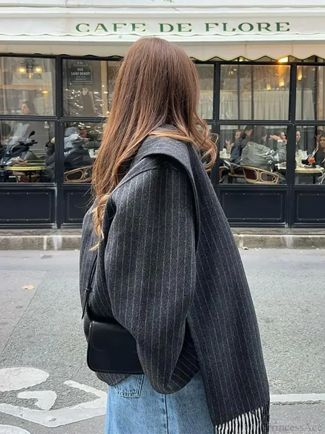Striped Single Breasted Wool Coat - Image 4