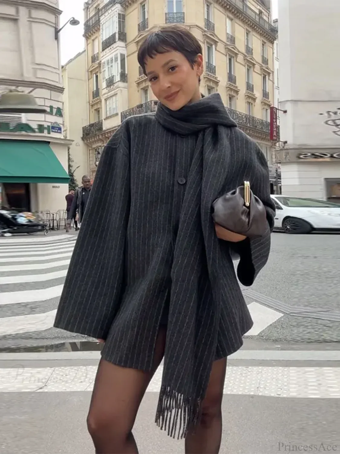 Striped Single Breasted Wool Coat - Image 5