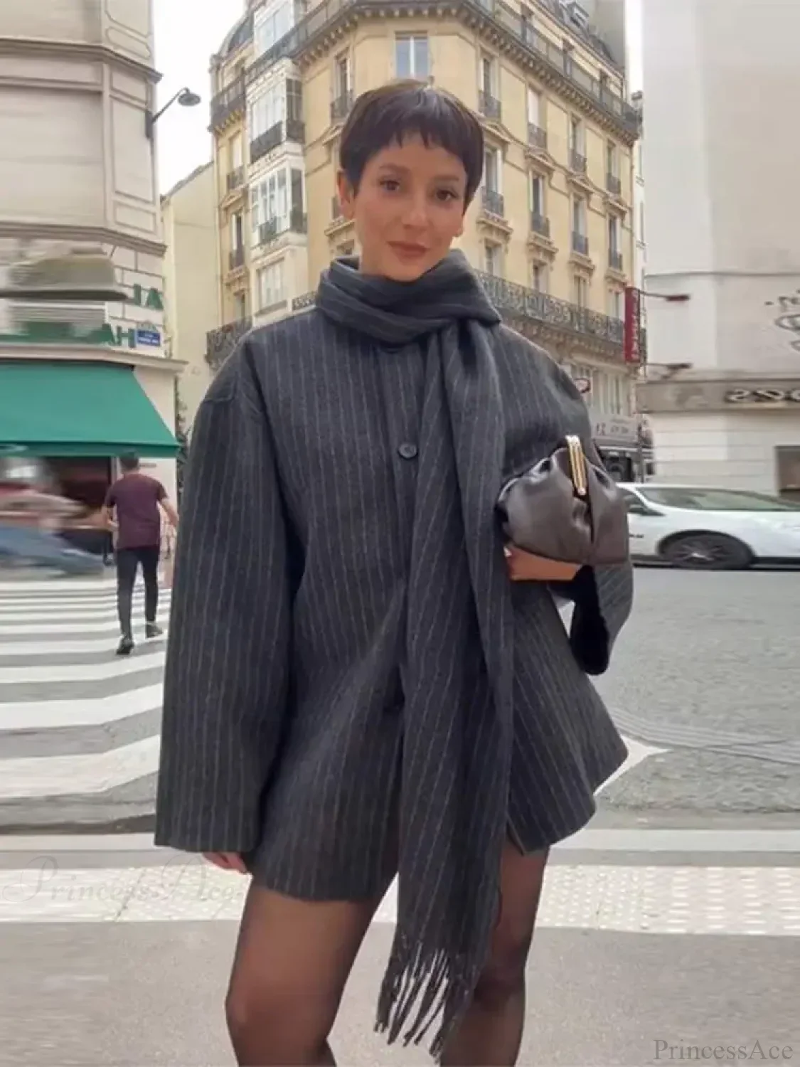 Striped Single Breasted Wool Coat - Image 6