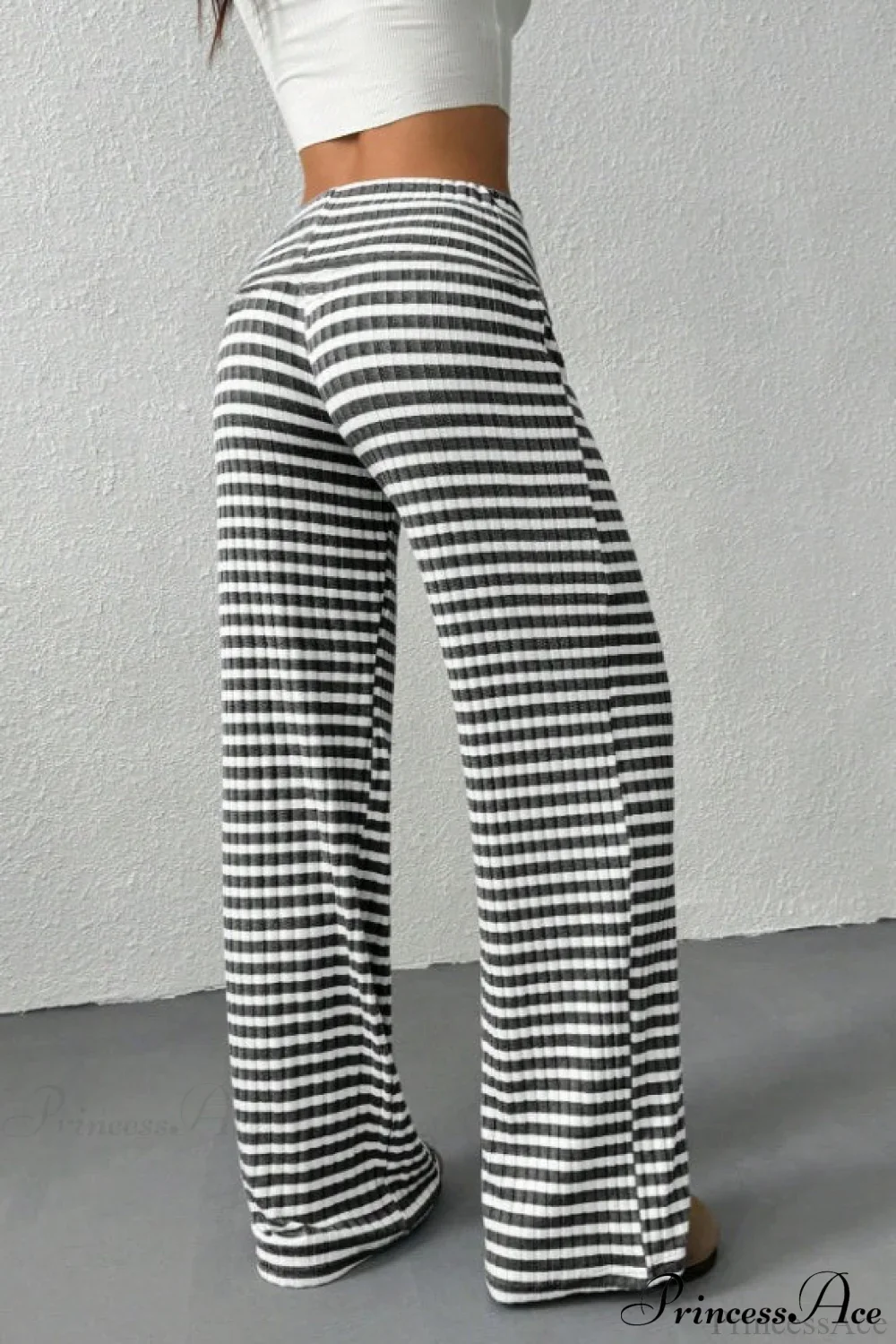 Striped Solid Knit Straight Leg Pants - Image 5