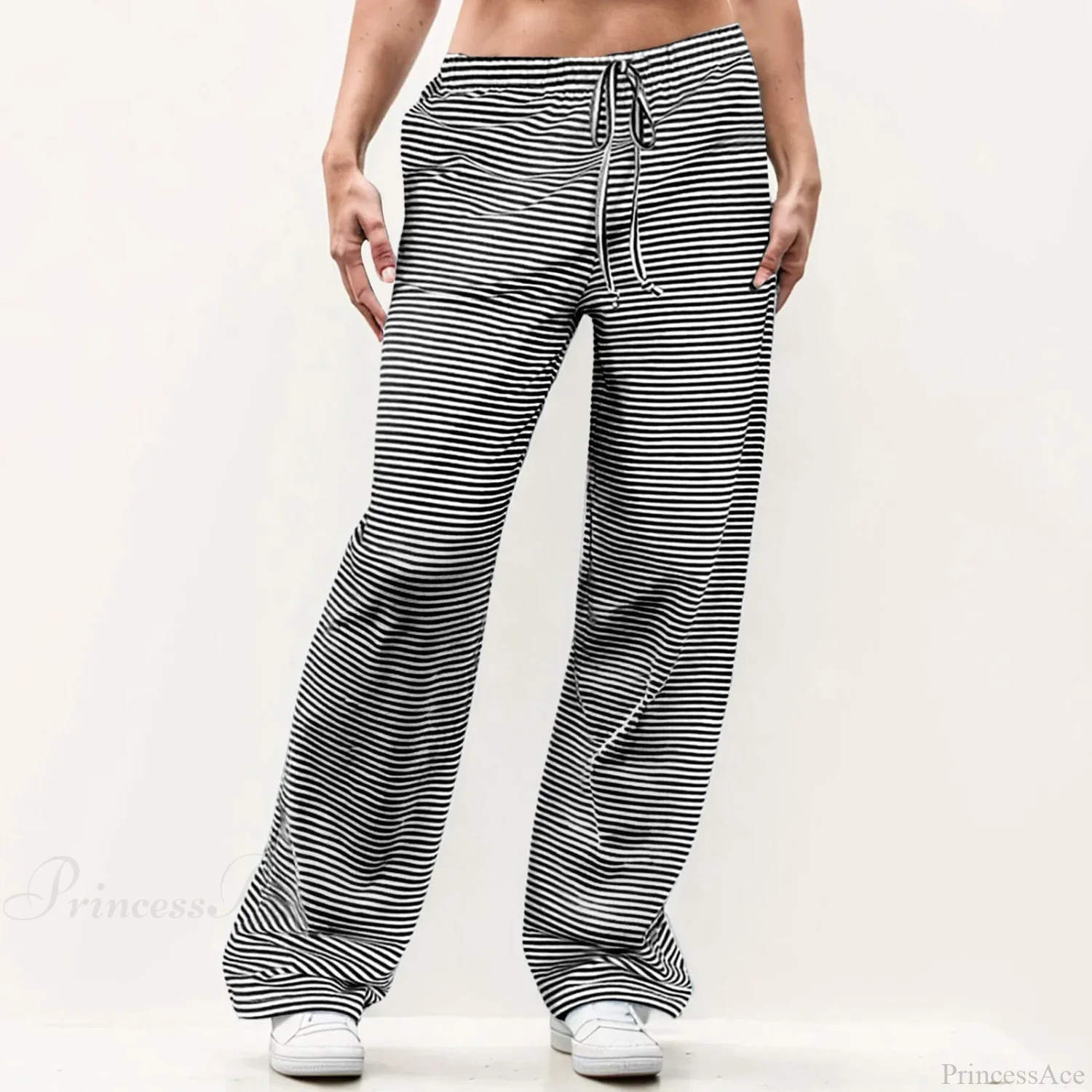 Striped Solid Wide Leg Pants - Image 3
