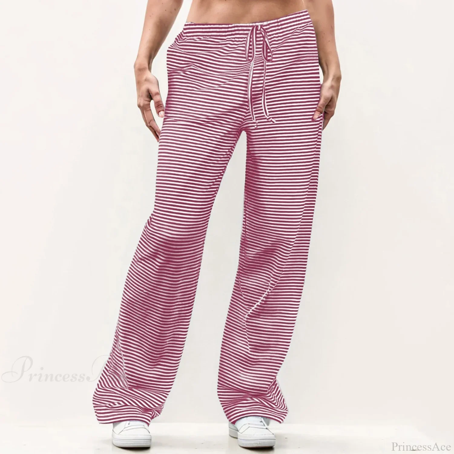 Striped Solid Wide Leg Pants - Image 4