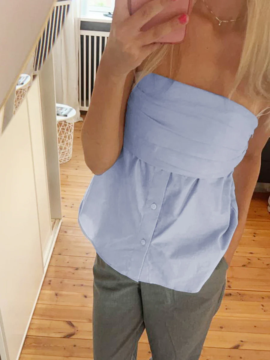 Striped Strapless Tube Crop Top - Image 3