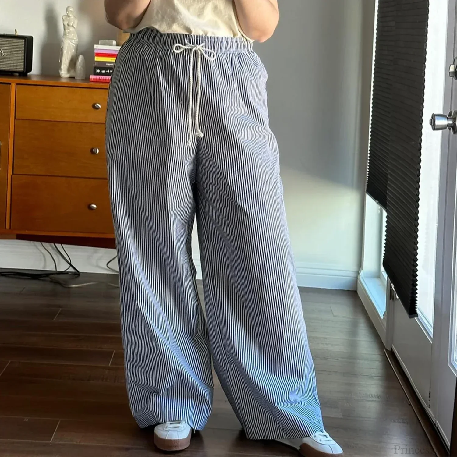 Striped Summer Loose Long Drawstring Pant - Image 4