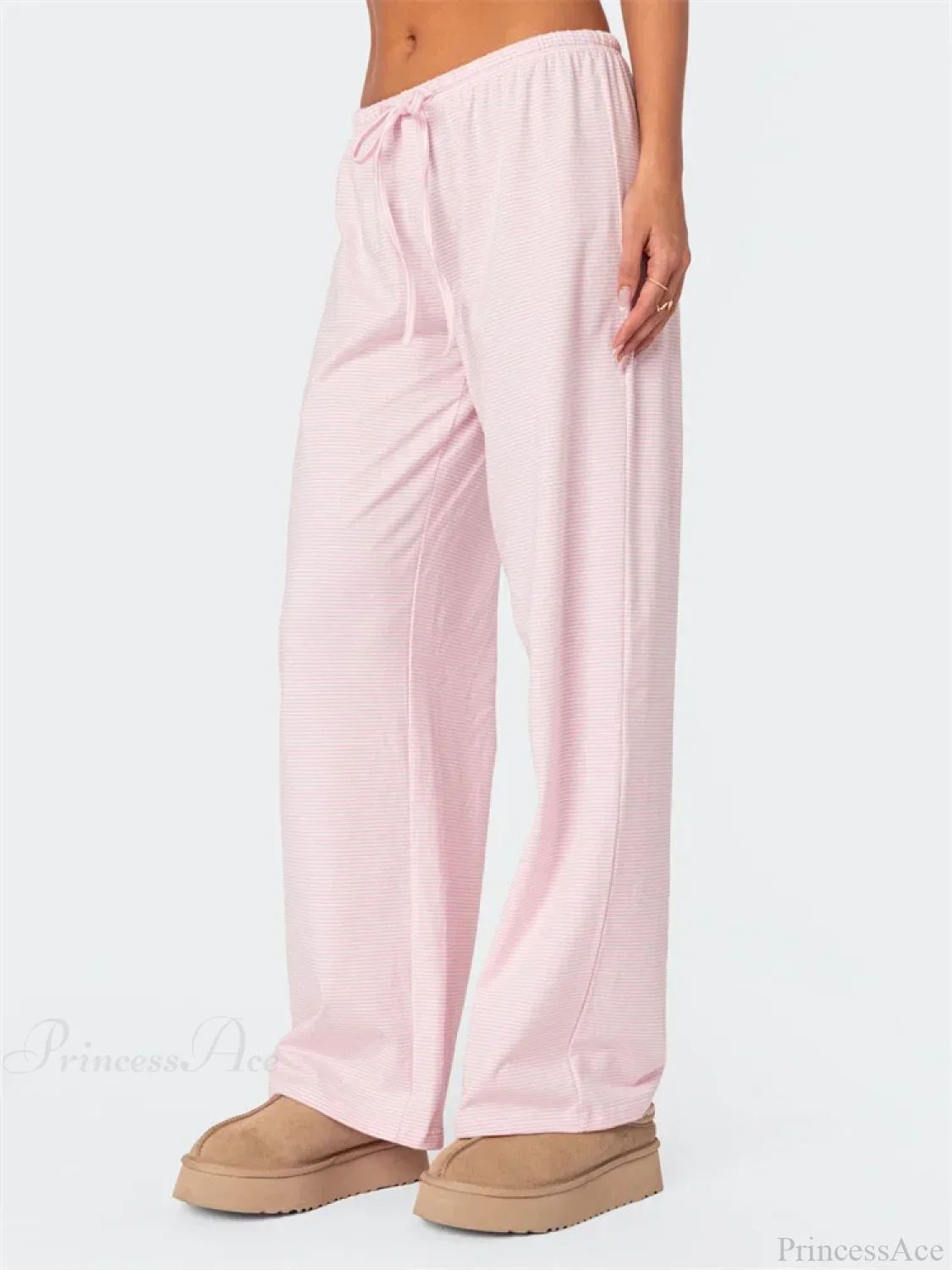 Striped Tie-Up Elastic Waist Loose Casual Pant - Image 5