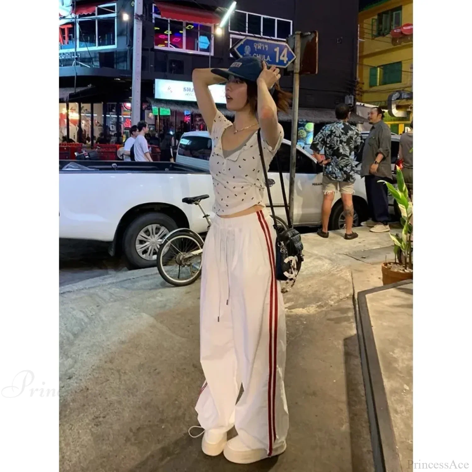 Striped Vintage Wide Leg Pants - Image 3