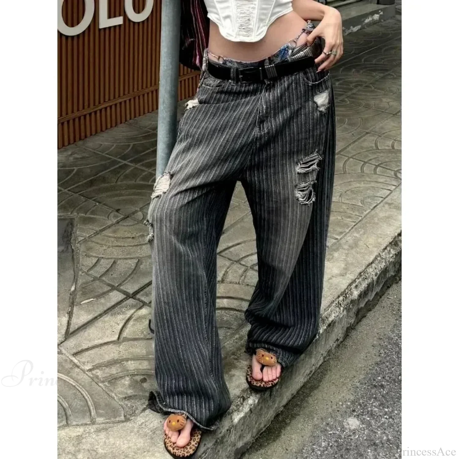 Striped Vintage Y2K Women Jeans Pants - Image 2