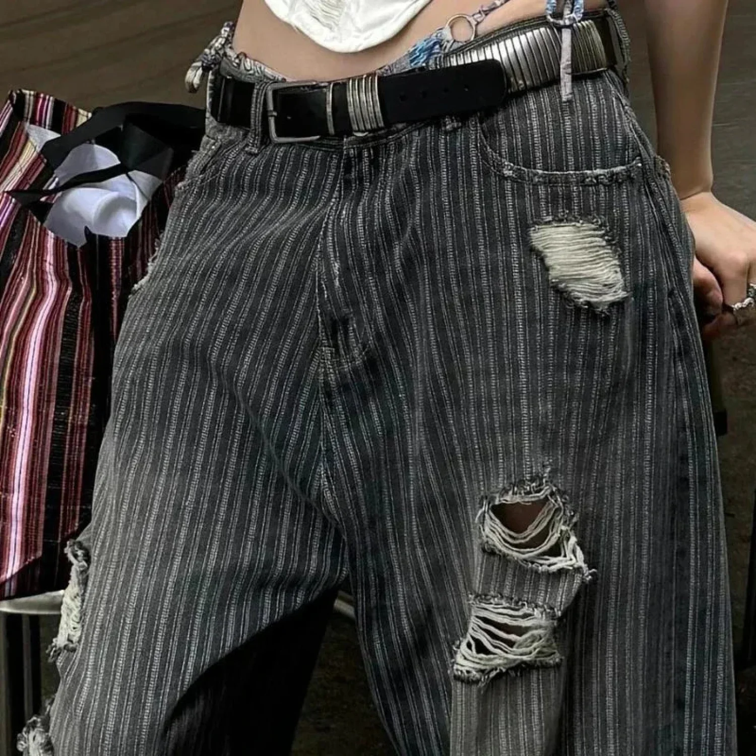 Striped Vintage Y2K Women Jeans Pants - Image 3