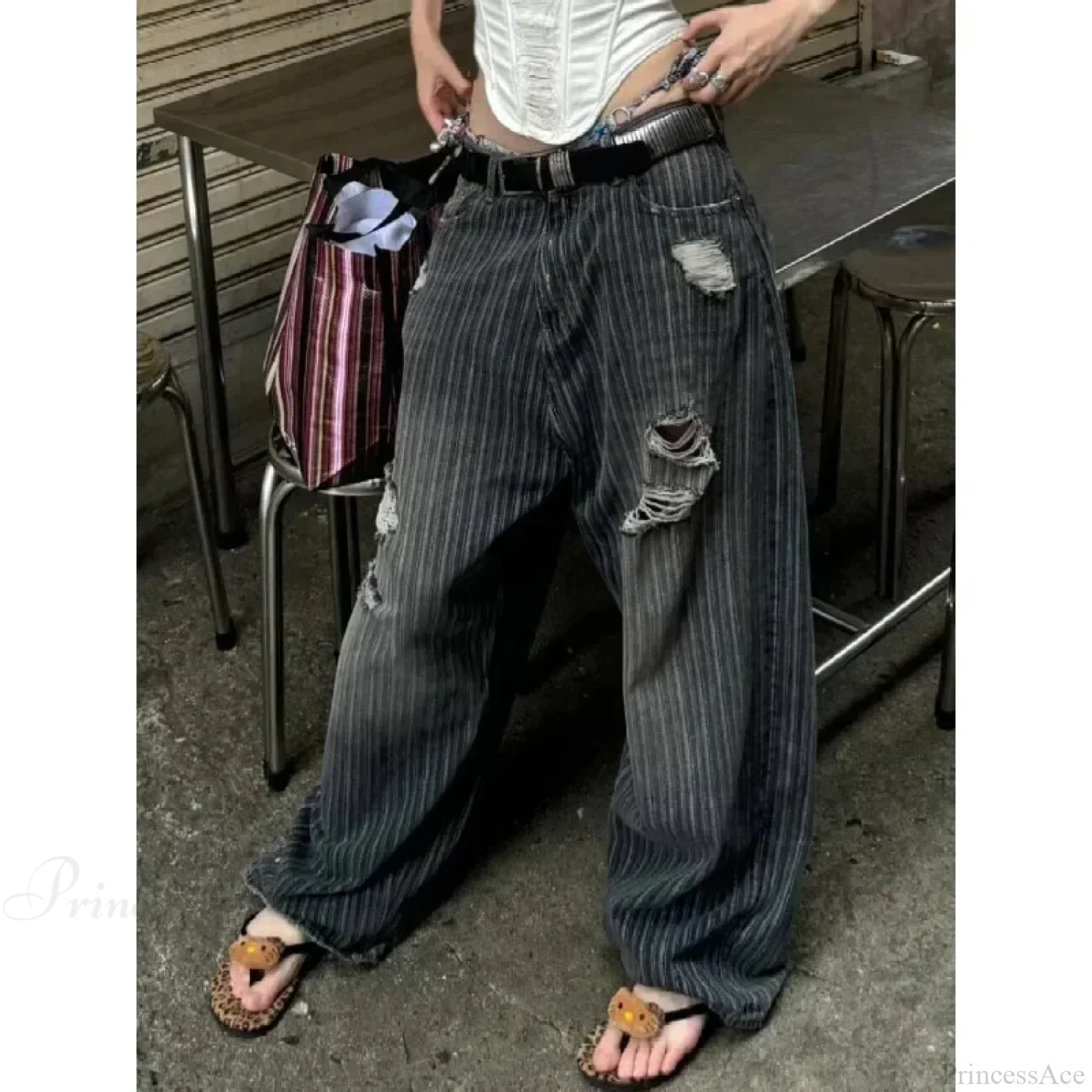 Striped Vintage Y2K Women Jeans Pants - Image 4