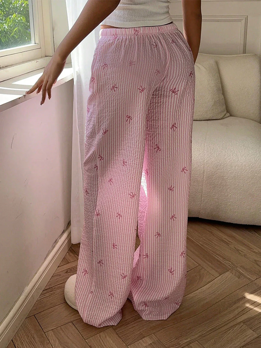 Striped Wide Leg Drawstring Pant - Image 4