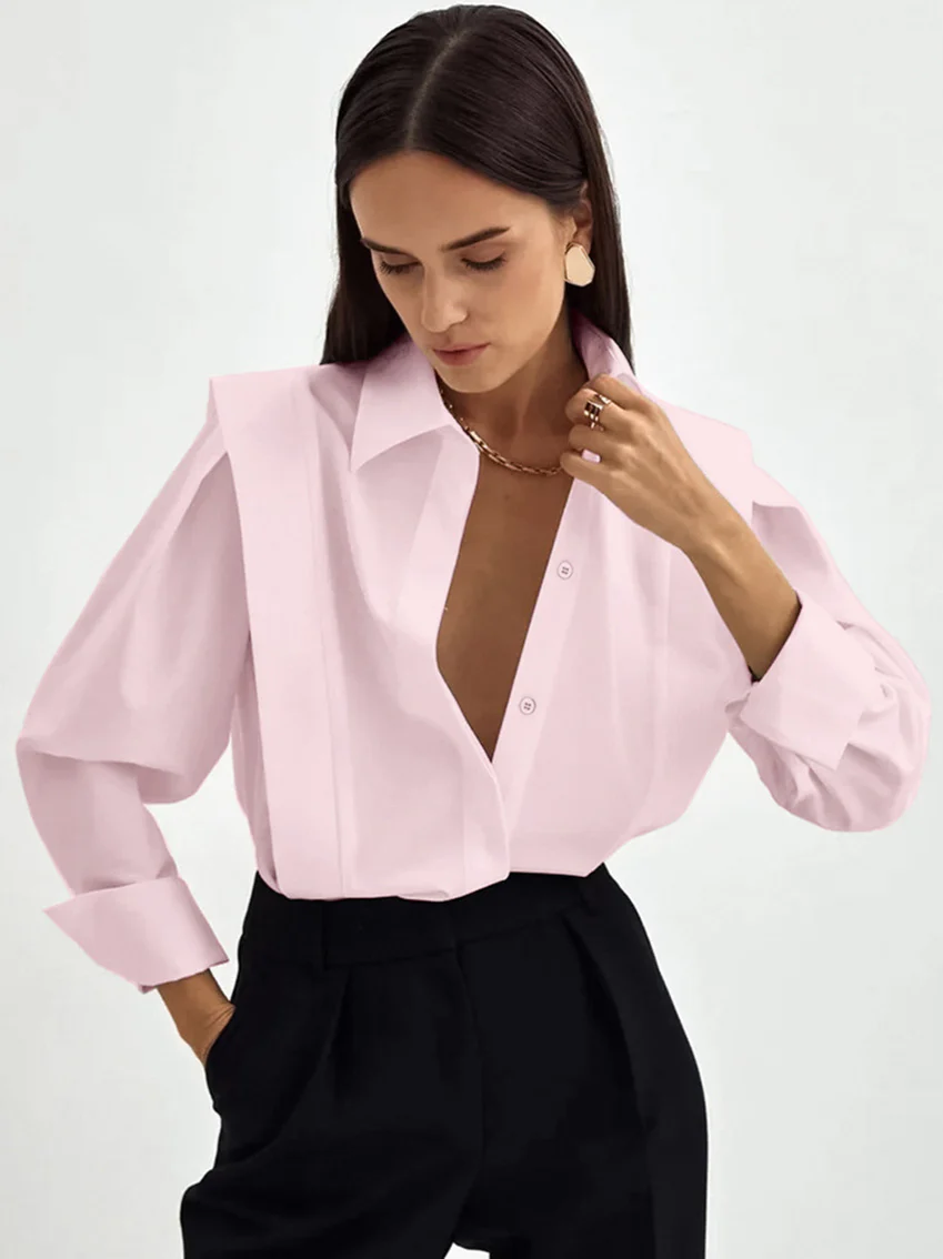 Structured Square Shoulder Panelled Blouse - Image 12