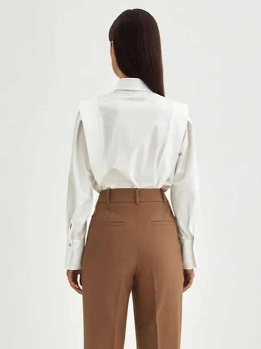 Structured Square Shoulder Panelled Blouse - Image 8