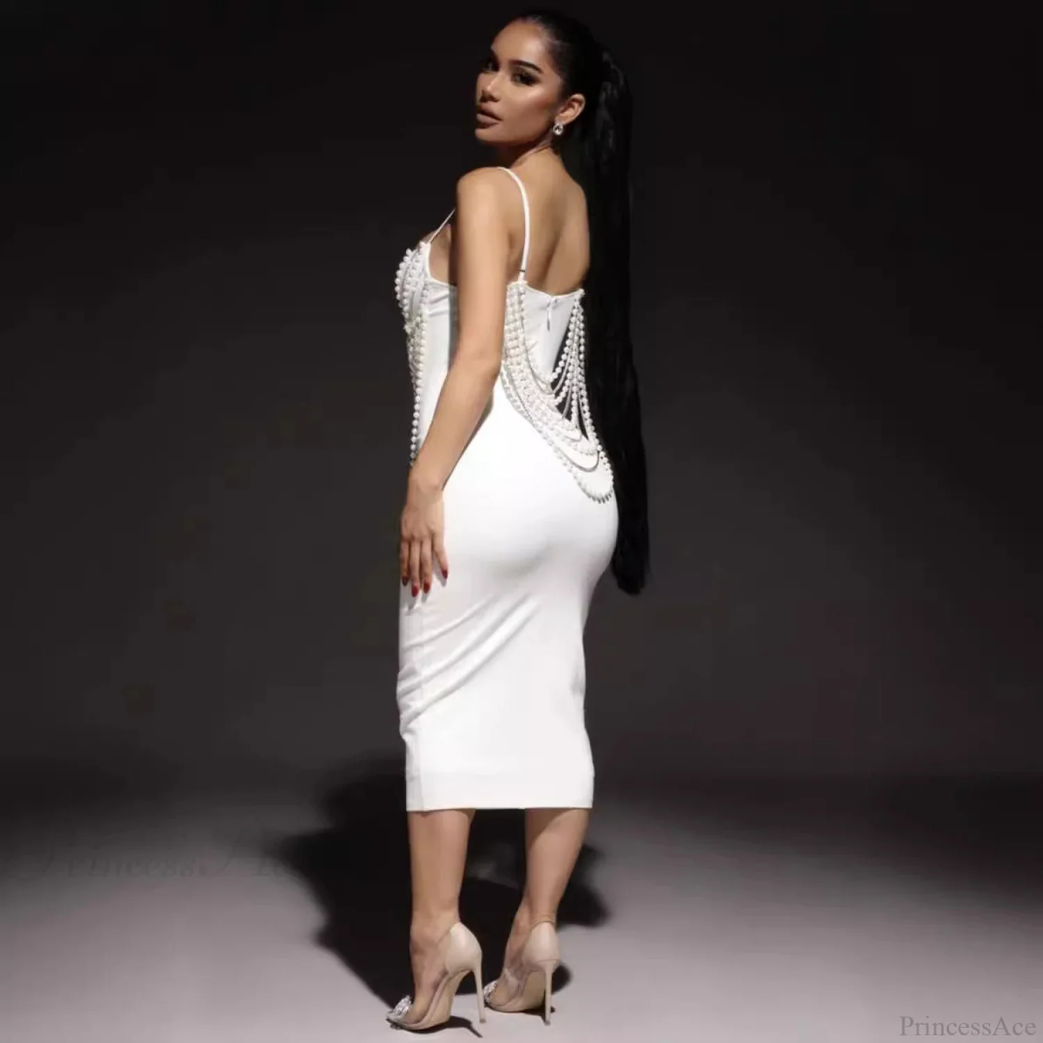 Stylish Black & White Lace Party Dress Prom Dress - Image 2