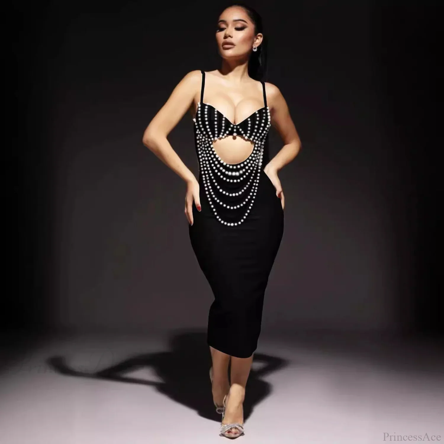 Stylish Black & White Lace Party Dress Prom Dress - Image 3
