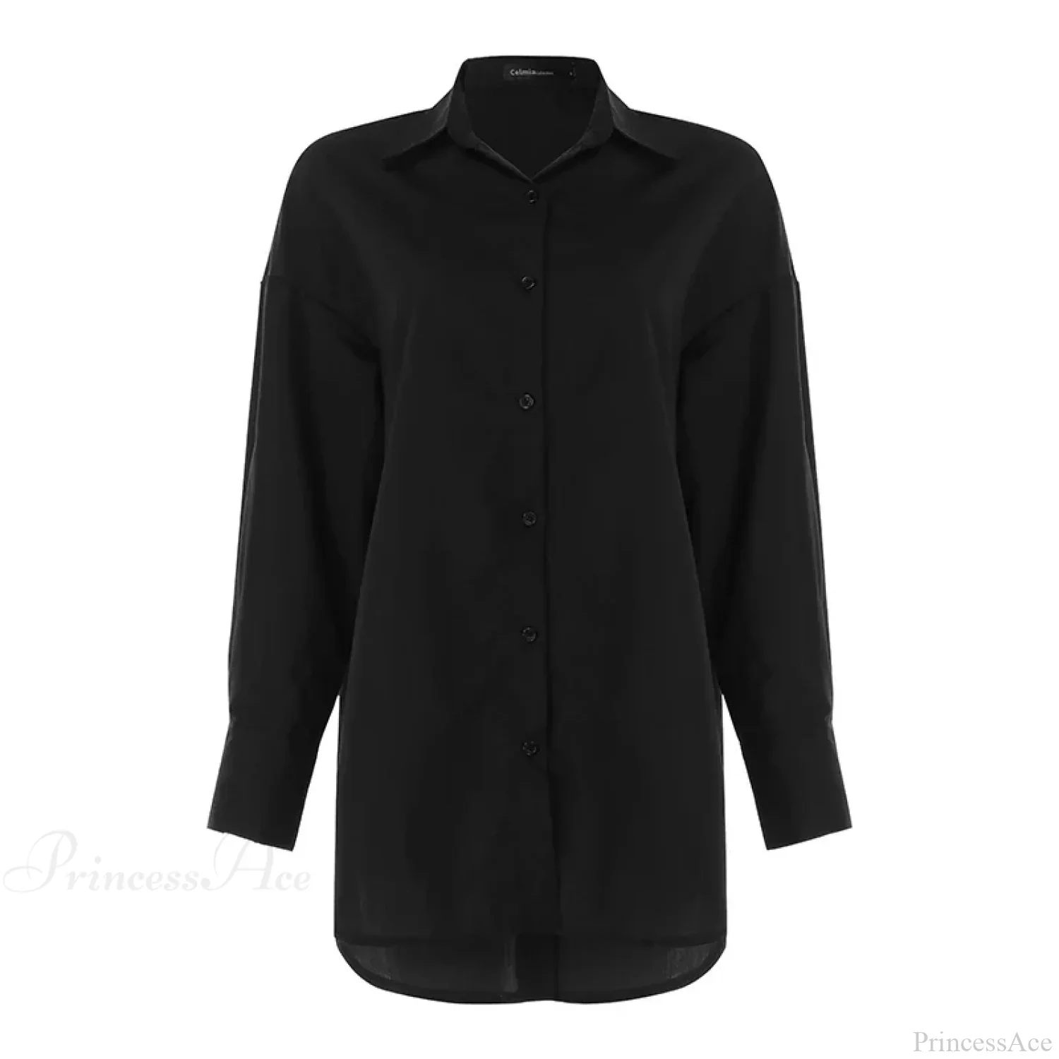 Stylish Lapel Solid Asymmetrical Blouse - Image 5