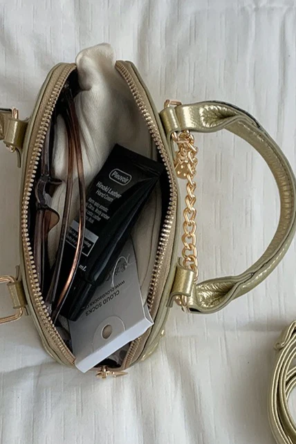 Stylish Metal Charm Sophisticated Top Handle Crossbody Bag - Image 11