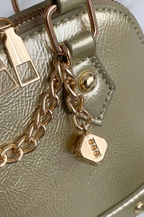 Stylish Metal Charm Sophisticated Top Handle Crossbody Bag - Image 12