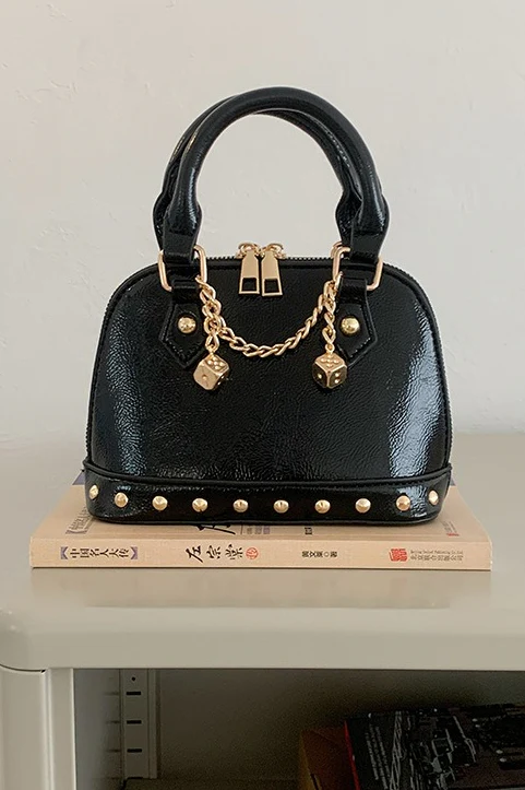 Stylish Metal Charm Sophisticated Top Handle Crossbody Bag - Image 15