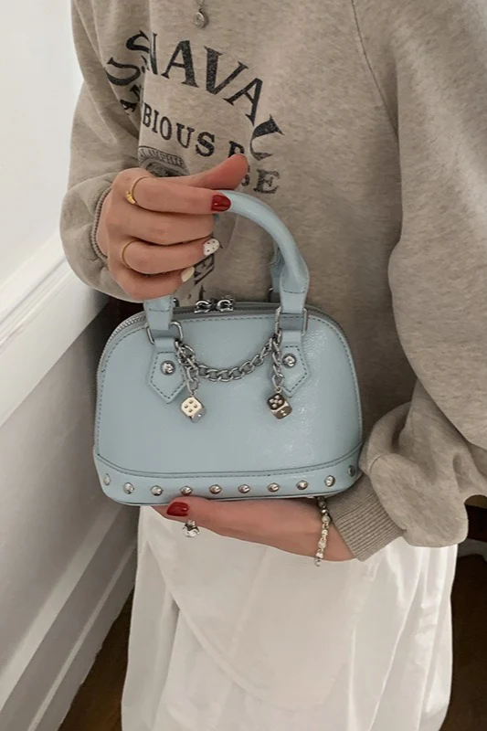 Stylish Metal Charm Sophisticated Top Handle Crossbody Bag - Image 5